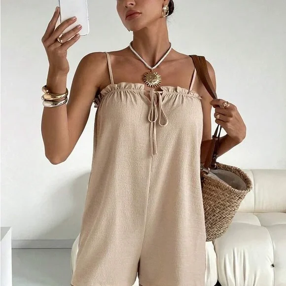 Beige Sleeveless Romper - Picture 5 of 5